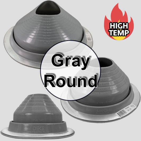 Dektite GRAY Round HIGH TEMPERATURE Silicone Flexible Pipe Flashing Dektite: Metal Roof Jack Pipe Boot - Metal Roofing Pipe Flashing