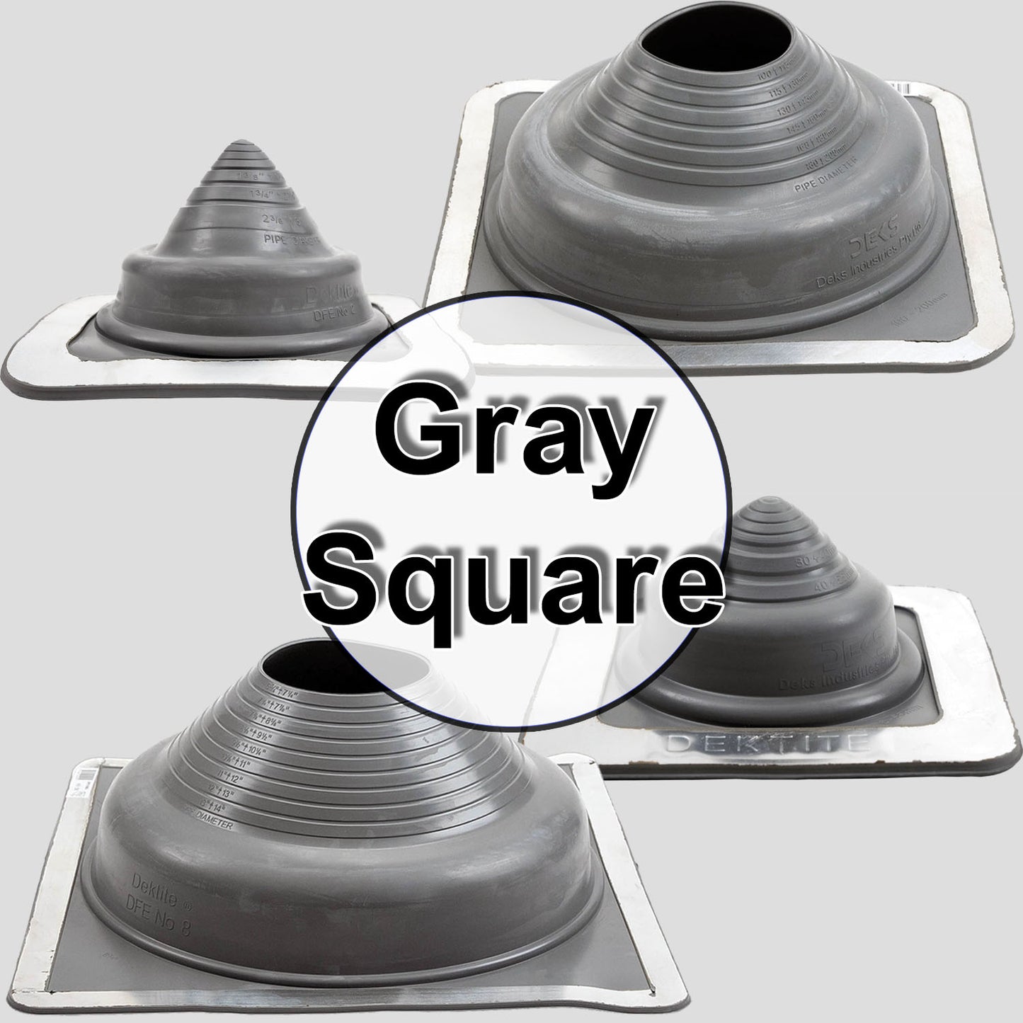 GRAY Square Base EPDM Flexible Pipe Flashing