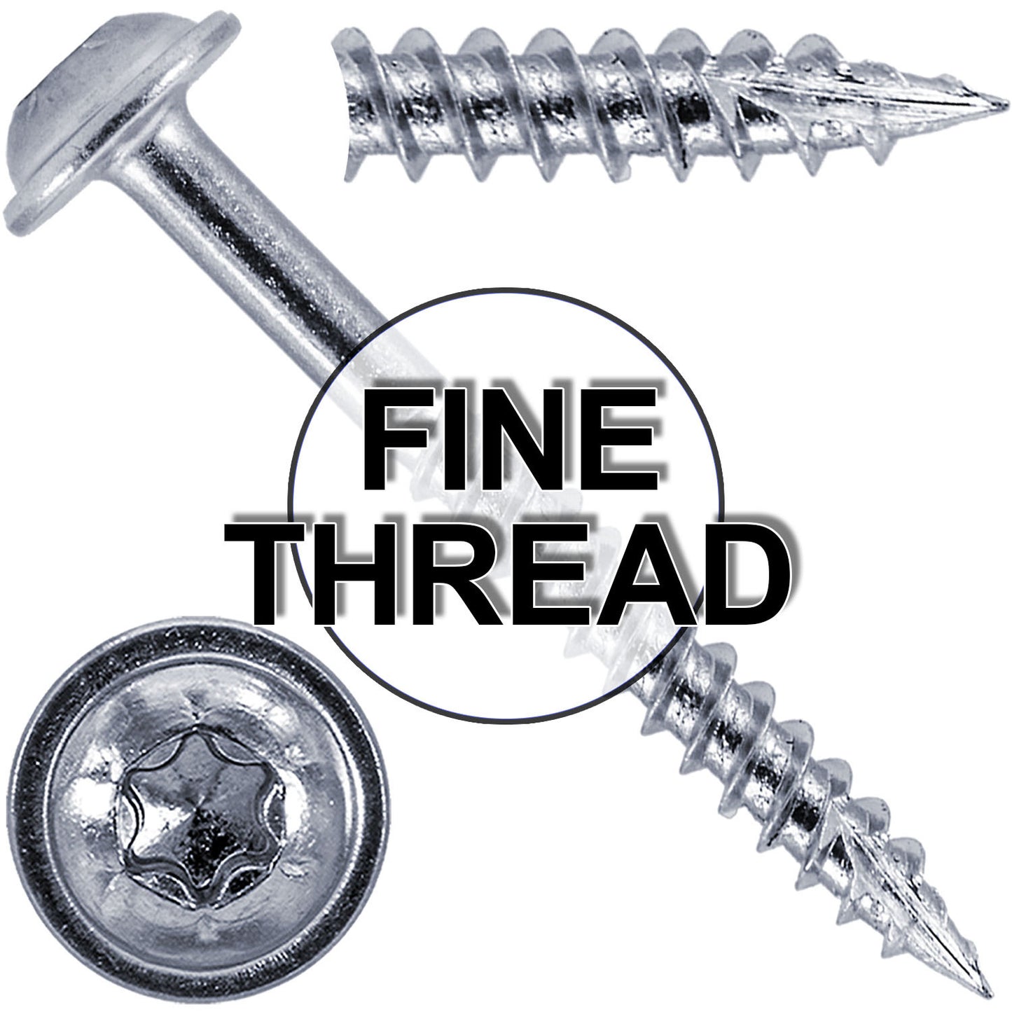 #7 Pocket Hole Torx/Star Head Screws FINE Thread - - Torx/Star Drive Pocket Hole Screws for Cabinetry & Furniture  - T-20 Torx Screw Head