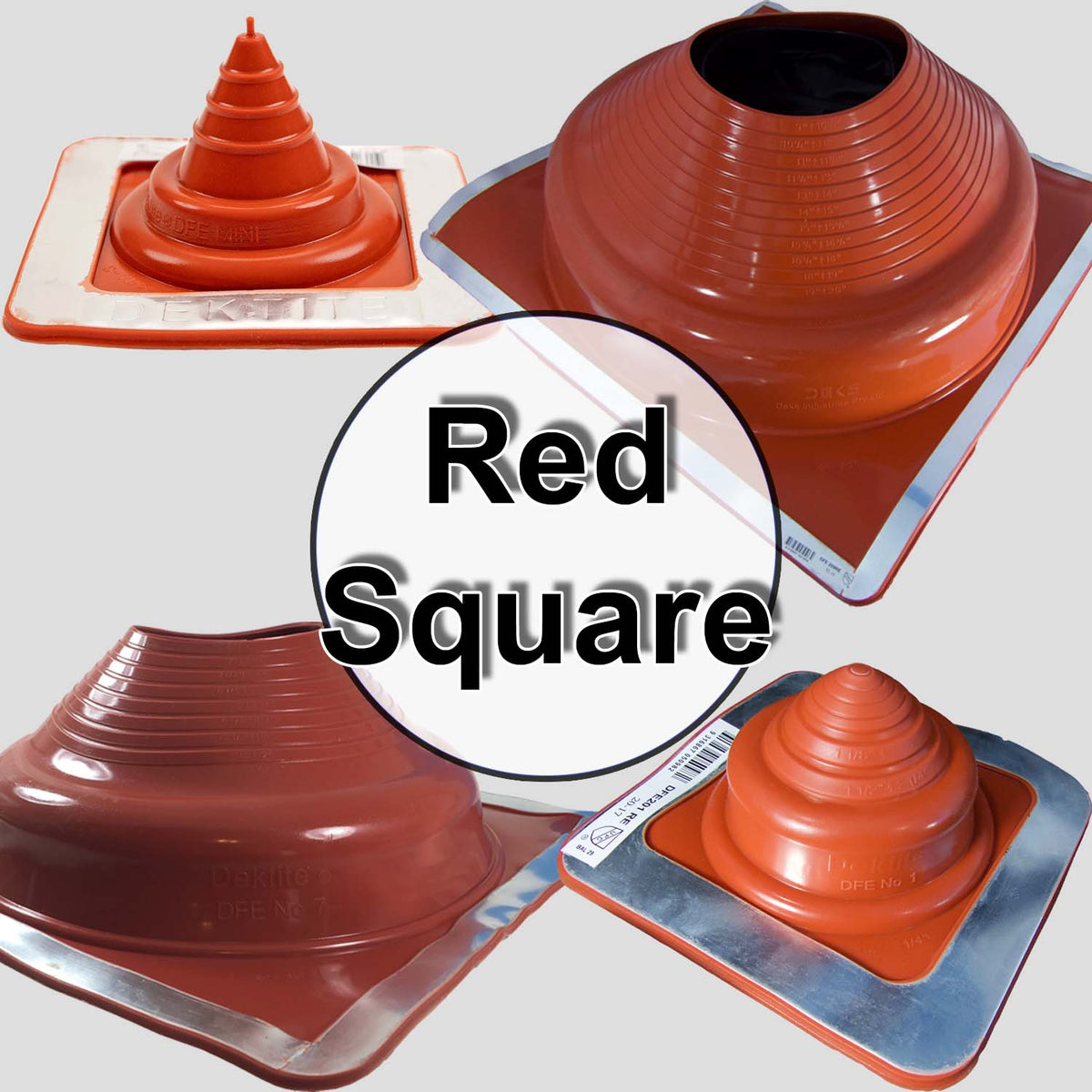 Dektite Red Silicone High-Temp Square-Base Flashing - 392°F Metal Roof Boot