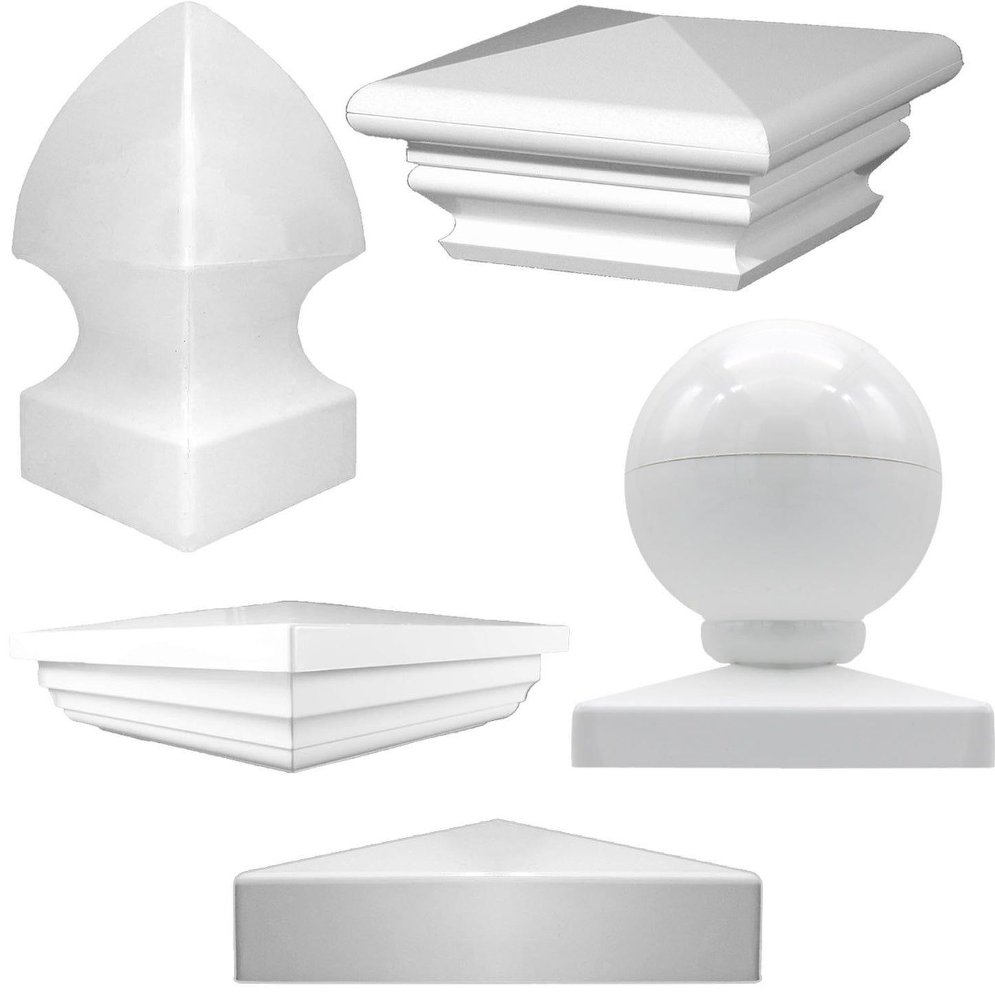 White Vinyl Post Caps – For 4" & 5" Vinyl Fence Posts