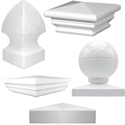 White Vinyl Post Caps – For 4" & 5" Vinyl Fence Posts