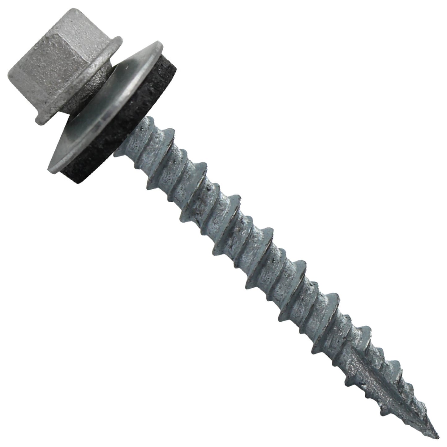 10 x 1-1/2" Galvanized Hex Head Sheet Metal Roof Screw. Self starting metal to wood siding screws. EPDM washer. No Paint - 50 Count