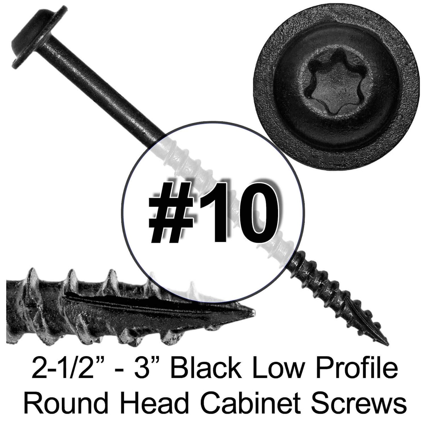 #10 Wood Screw, washer head, black