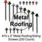 10 x 3" Metal ROOFING SCREWS: ( 250) Galvanized Hex Head Sheet Metal Roof Screw. Self starting metal to wood siding screws. EPDM washer.