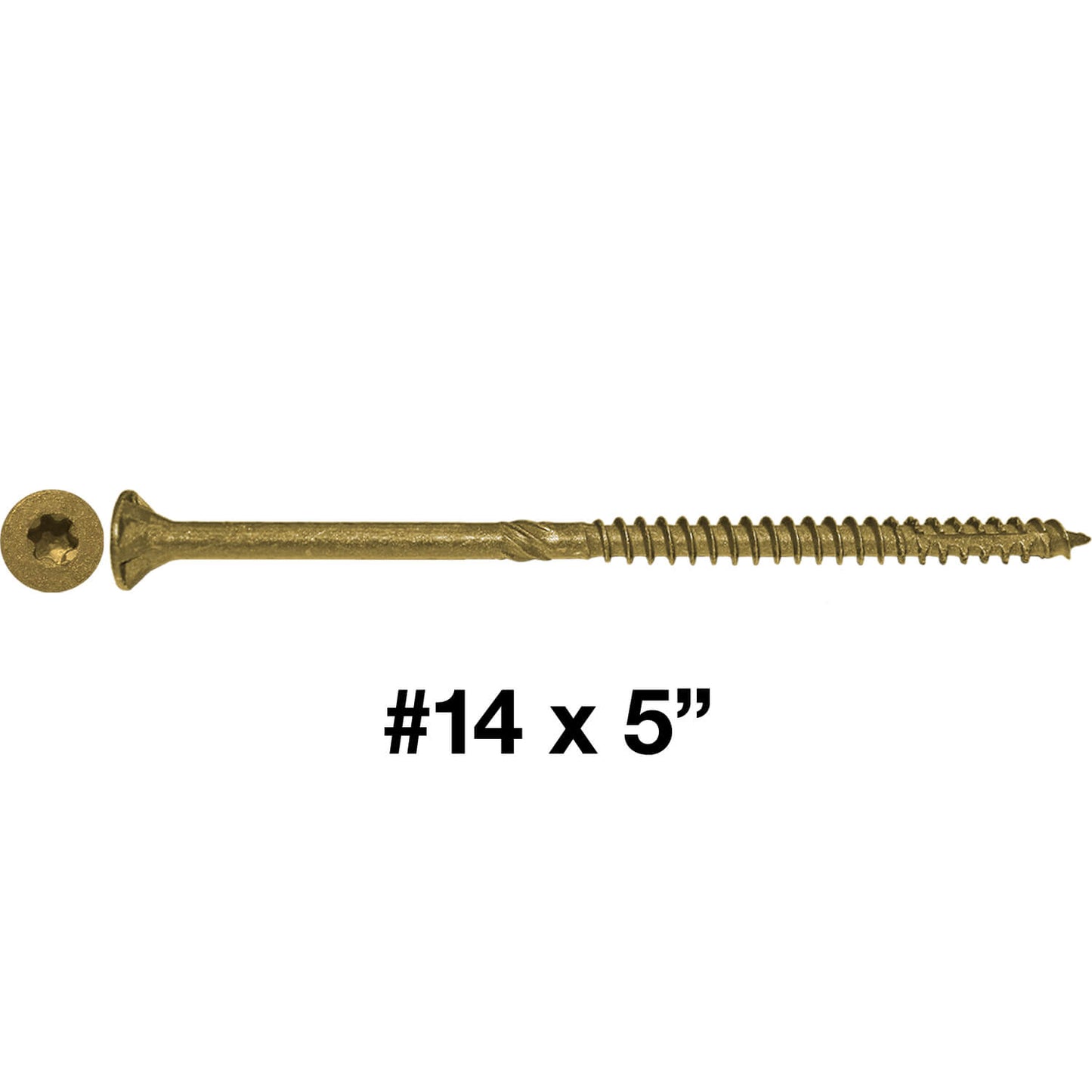 #14 x 6 Extra Long Bronze Star Wood Screw Torx/Star Drive Head (1 Pound - 25 Approx. Screw Count) - Multipurpose Torx/Star Drive Wood Screws