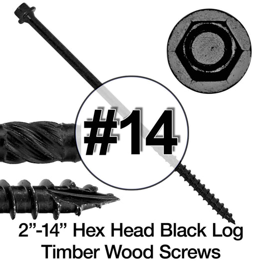 #14 Heavy Duty Black Timber/Log/Landscaping Wood Screws - Exterior Coated Heavy Duty Screws