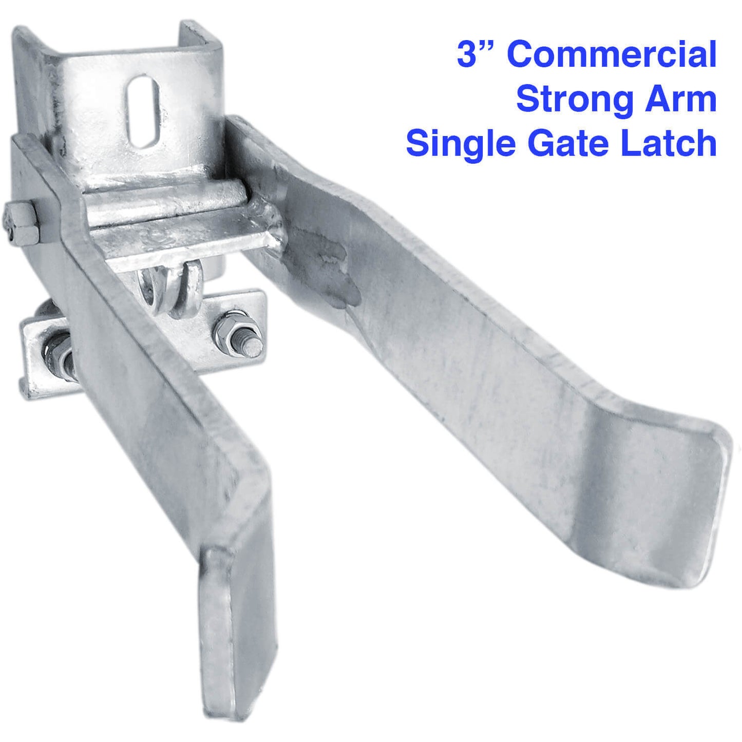 Commercial SINGLE GATE STRONG ARM Latch for Chain Link or Round Pipe Gate Frames. Single Gate FULCRUM Latch Fits 1-5/8" or 1-7/8" Gate Frame