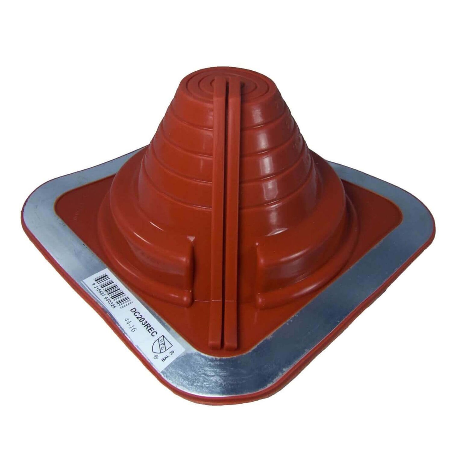 DEKTITE SQUARE BASE COMBO PIPE FLASHING BOOT: RED High Temp Silicone Square Base Flexible Pipe Flashing Dektite