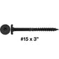 #15 Black Wafer Head Structural Lag Screws. Used for Log Construction, Timber Framing, Laminated Beams and Pole Barns Among Other Uses. T-30 Torx/Star Drive