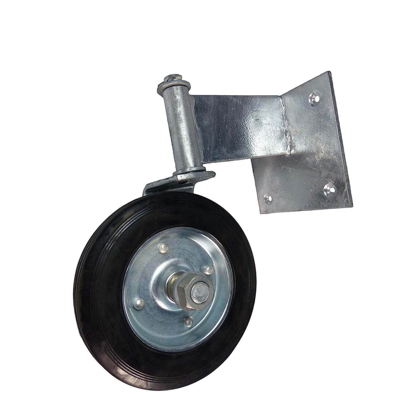 Swivel Wheel for Swinging Wood Gate. Galvanized Steel guards against rusting. Product is easy to install