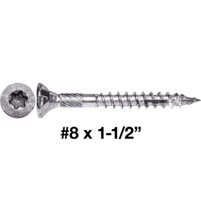 #8 Torx/Star Drive Head - 300 Grade Stainless Steel Torx/Star Drive Wood Screws - Silver Star Stainless Steel Wood Screw