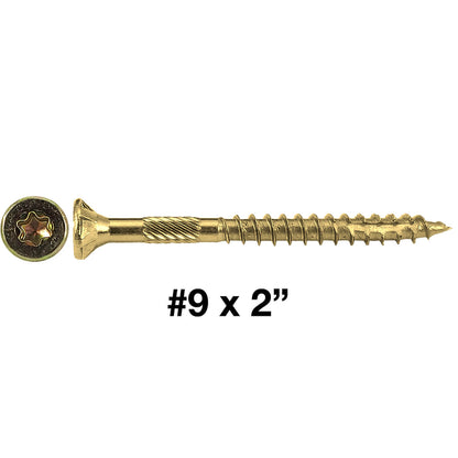 #9 Yellow Zinc Coated General Purpose Wood Screws. Torx/Star Drive Head - Multipurpose Torx/Star Drive Wood Screws