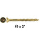 #9  (YTX) Yellow Zinc Coated General Purpose Wood Screws. Torx/Star Drive Head - Multipurpose Torx/Star Drive Wood Screws