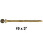 #9 Yellow Zinc Coated General Purpose Wood Screws. Torx/Star Drive Head - Multipurpose Torx/Star Drive Wood Screws