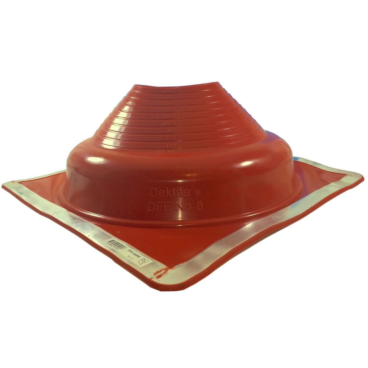 DEKTITE RED Square Base High Temp Silicone - Flexible Pipe Flashing Boot - Dektite pipe flashing
