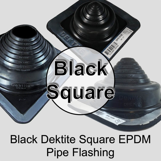 DEKTITE SQUARE BLACK EPDM Flexible Pipe Flashing, Roof Jack, Pipe Boot Flashing Dektite