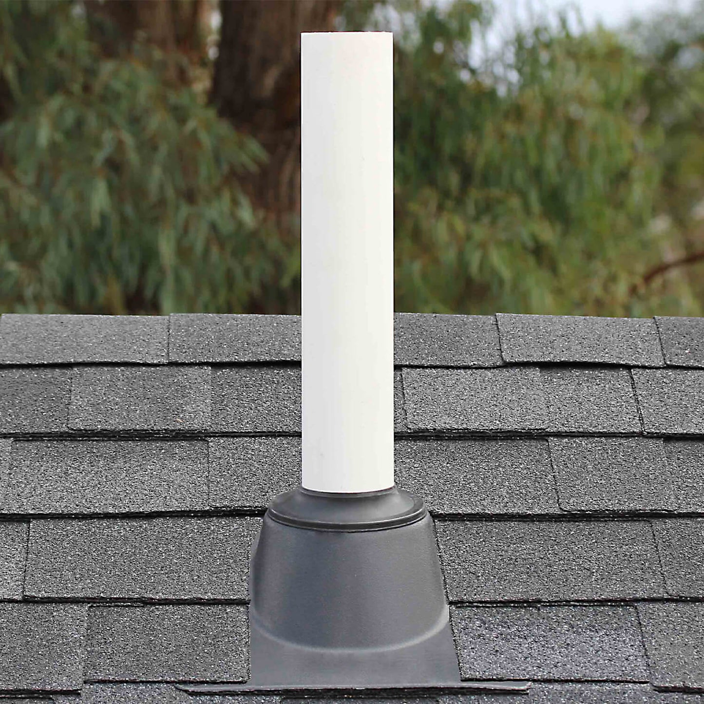 Dektite Pipe Flashing for Shingle Roof Applications. Thermoplastic Hard Base with Elastomer Collar.