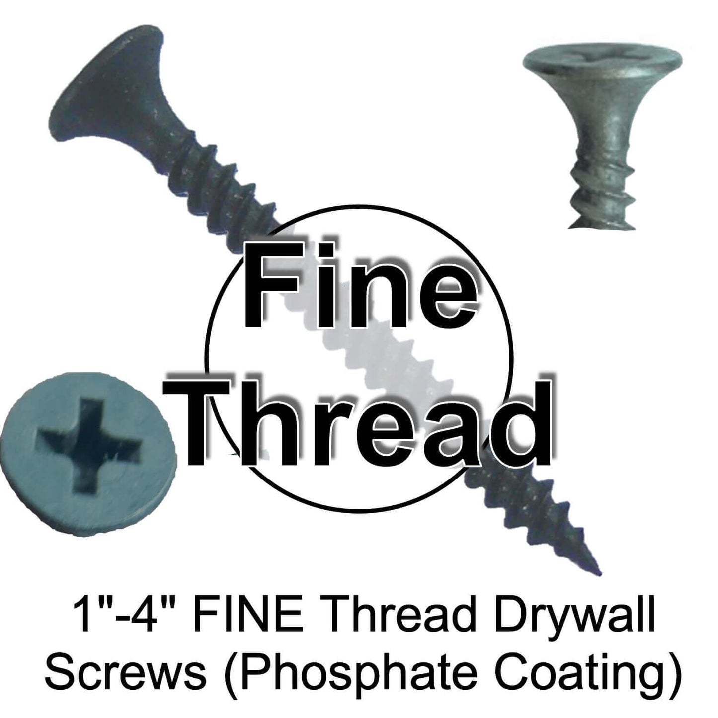 Gray Phosphate Fine Thread Drywall Screws-  Gypsum board, Sheetrock, Plasterboard Screws. Use for all purpose wood screws.