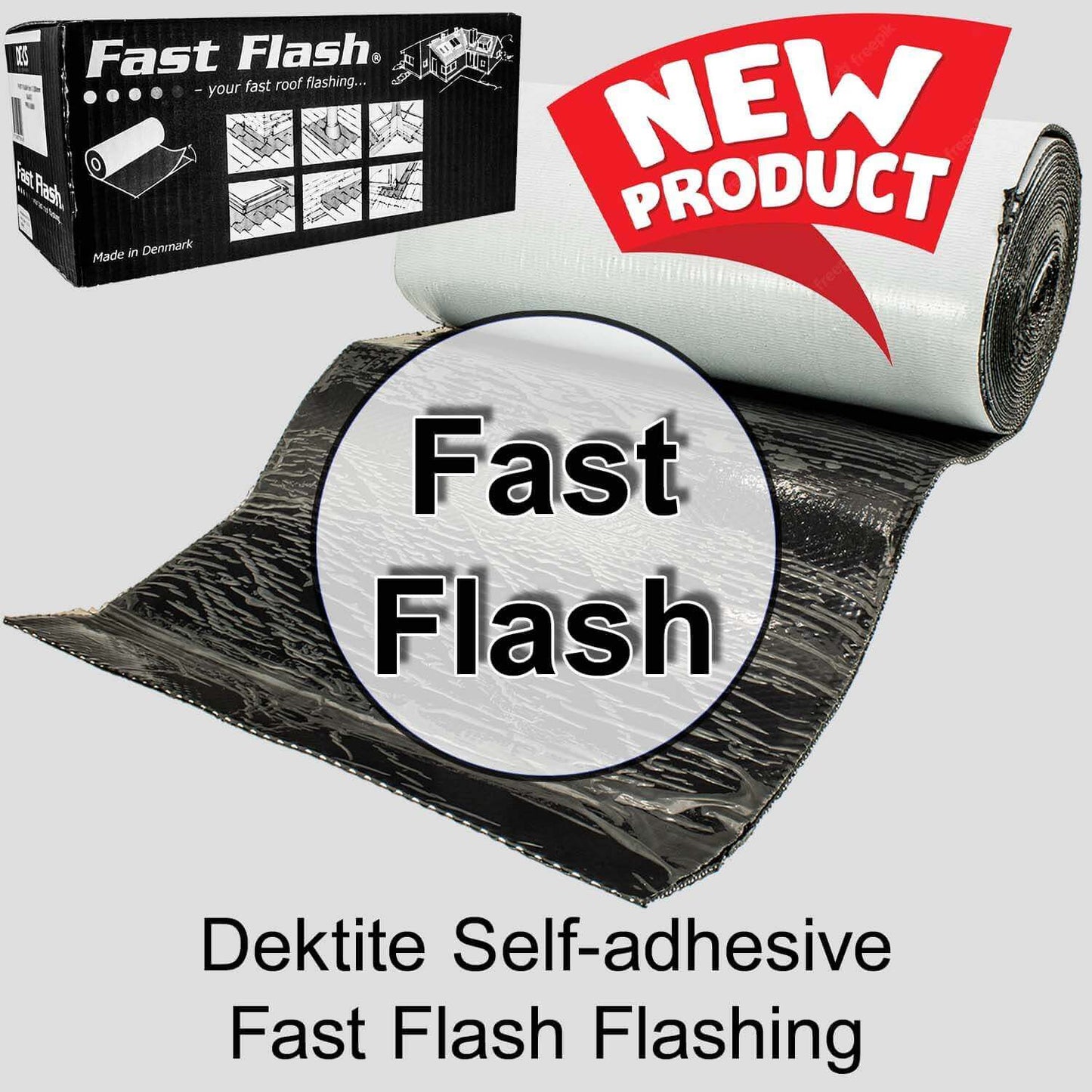 Dektite Self-adhesive Fast Flash Flashing For Most Roofing Materials - 11" x 16 Feet Polymer Roll And 22" x 16 Feet Polymer Roll