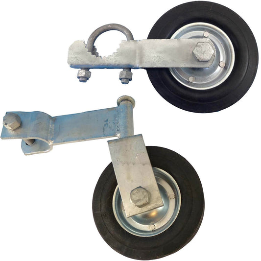 Chain Link Fence Gate Helper Wheels in Swivel and Non-Swivel Styles. Support Gate To Prevent Gate From Dragging on the Ground While Opening