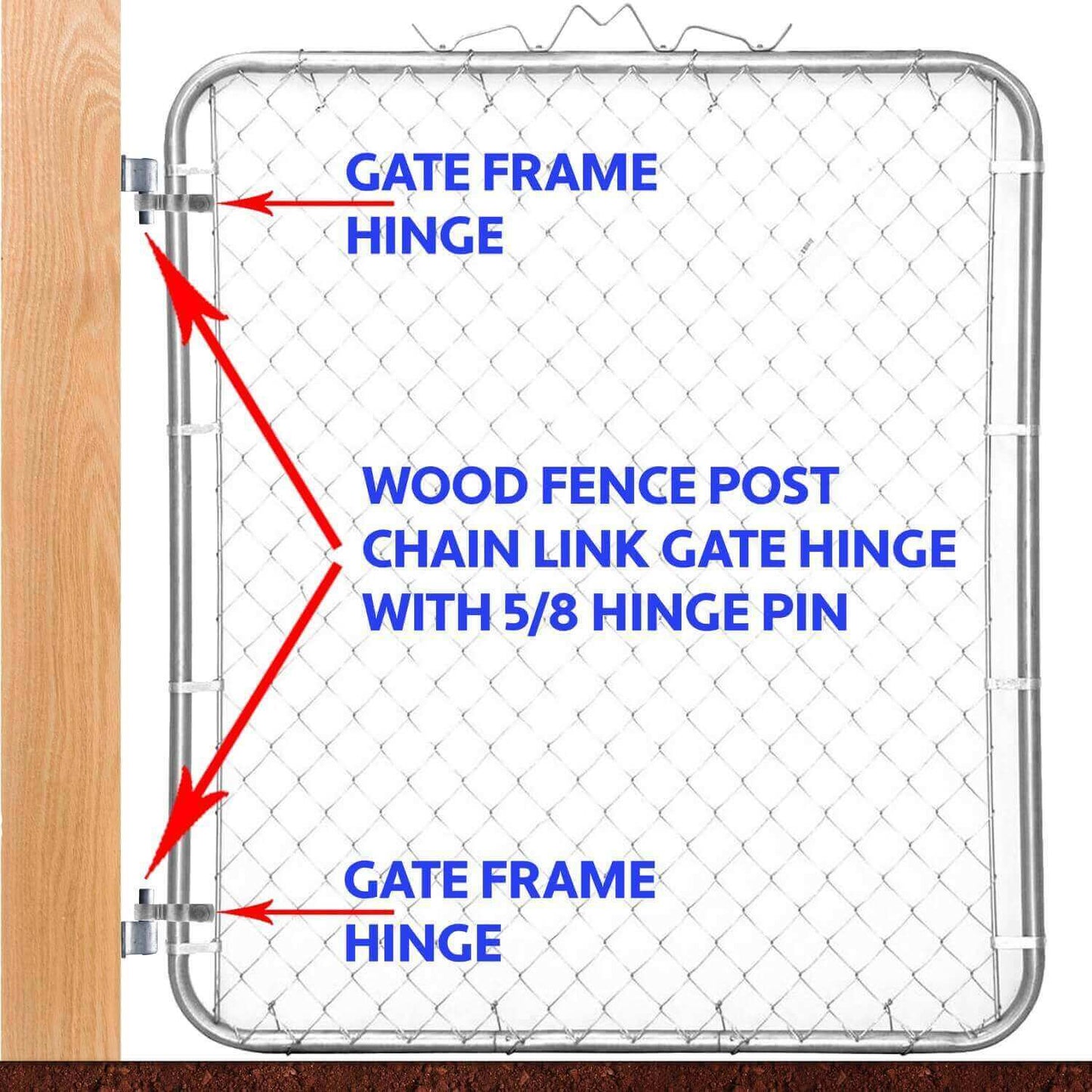 Wood Fence Post Chain Link Gate Hinge With 5/8 Hinge Pin. Constructed of Heavy Duty Galvanized Steel. Horizontal Mount. (2 Pack)