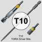 T10 (T-10) Torx/Star Driver Bit - Color Coded T10 x 1" Torx/Star Drive Bit for Screws and Fasteners