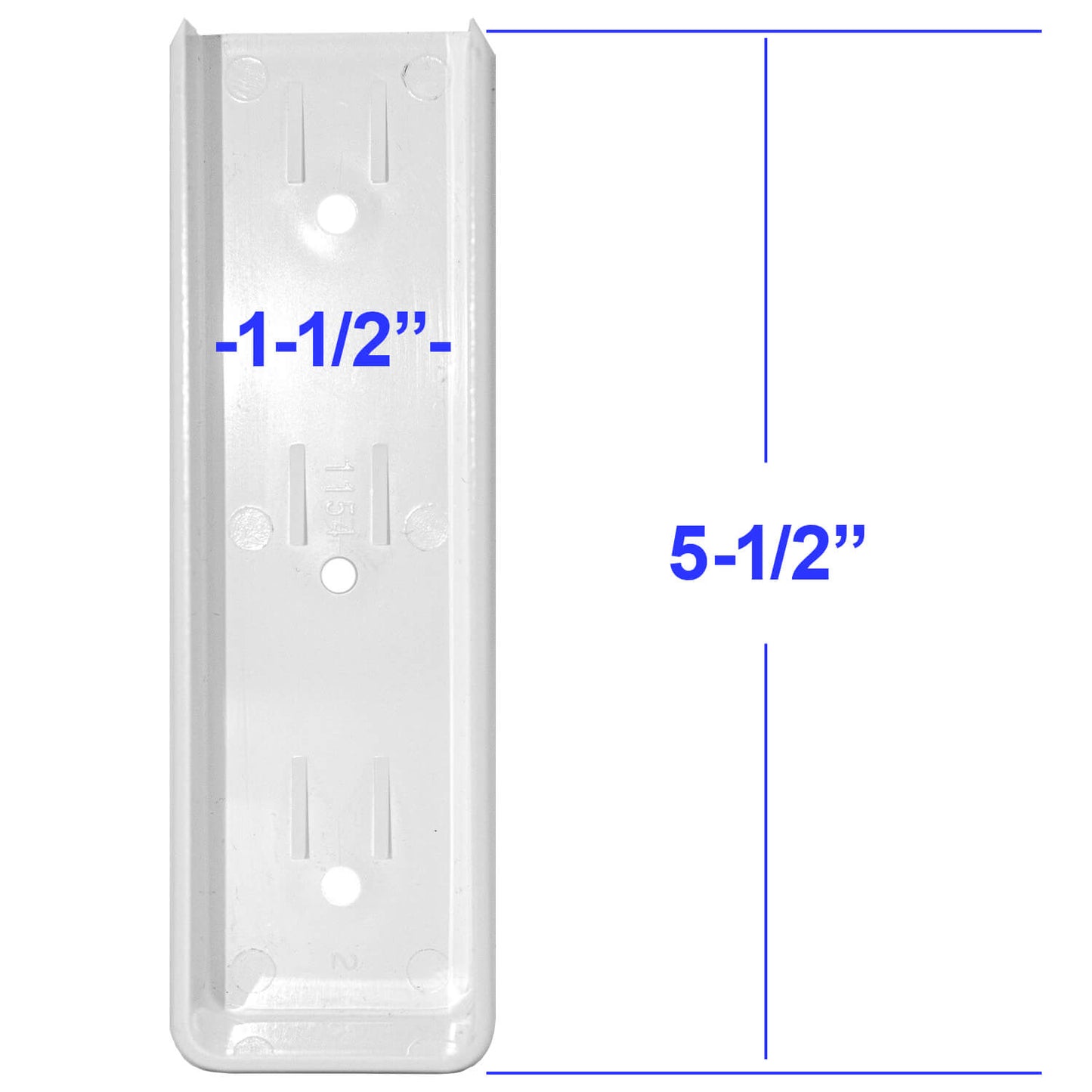 VINYL 2X6 FENCE BRACKET: Mounts a 1-1/2" x 5-1/2" vinyl fence rail to a wall or other vertical flat surface.