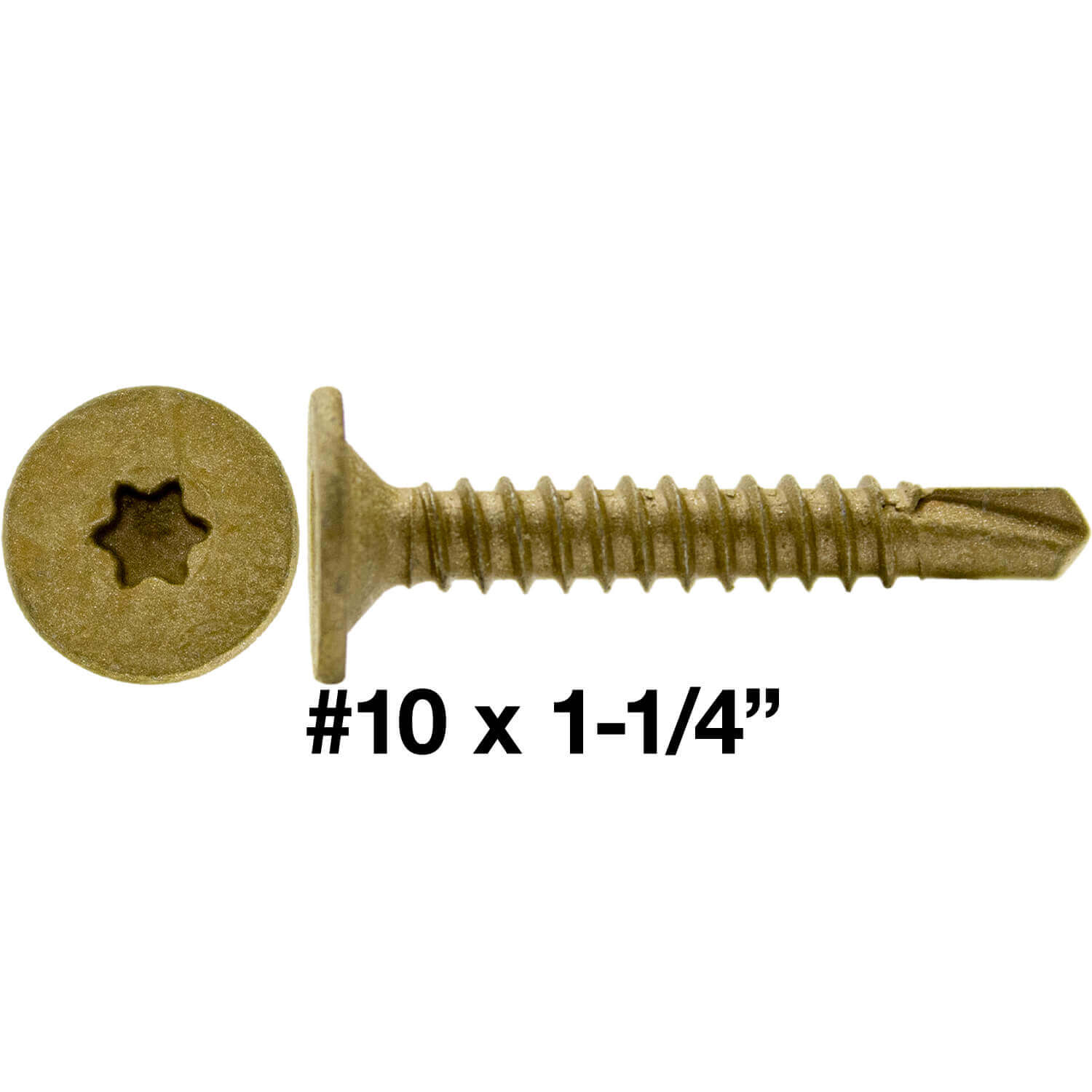 Self Drilling Wafer Head Screw #10-16 x 1-1/4 Wood to Metal - Self Tapping Tek Screw Star/Torx Drive (1 Pound - 118 Approx. Screw Count)